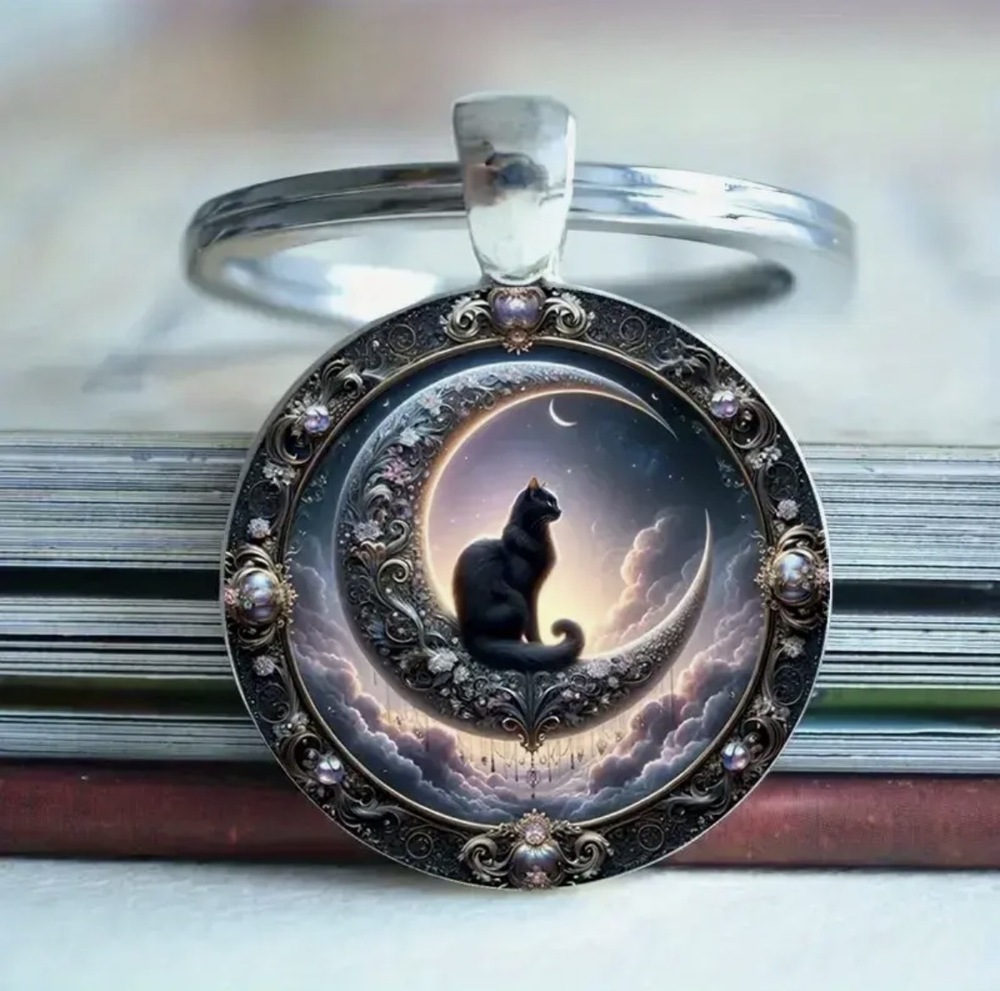 3/$25 Moon Black Cat Celestial Keychain NEW
